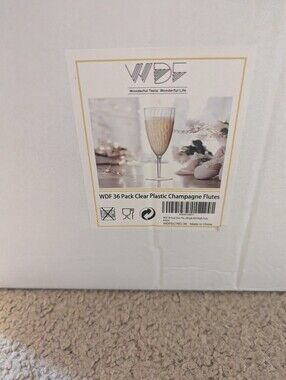 WDF Clear Plastic Champagne Flutes - Clear